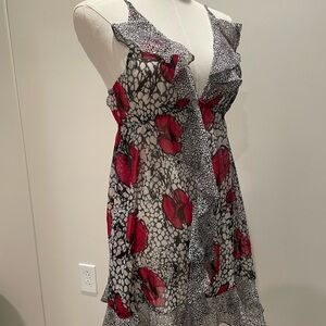 Floral Sleeveless Dress with Ruffle Details